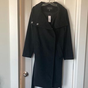 COPY - Beautiful  Wool Blend Funnel Neck Coat 🧥,Belted , Black , size-M, 50% wo…